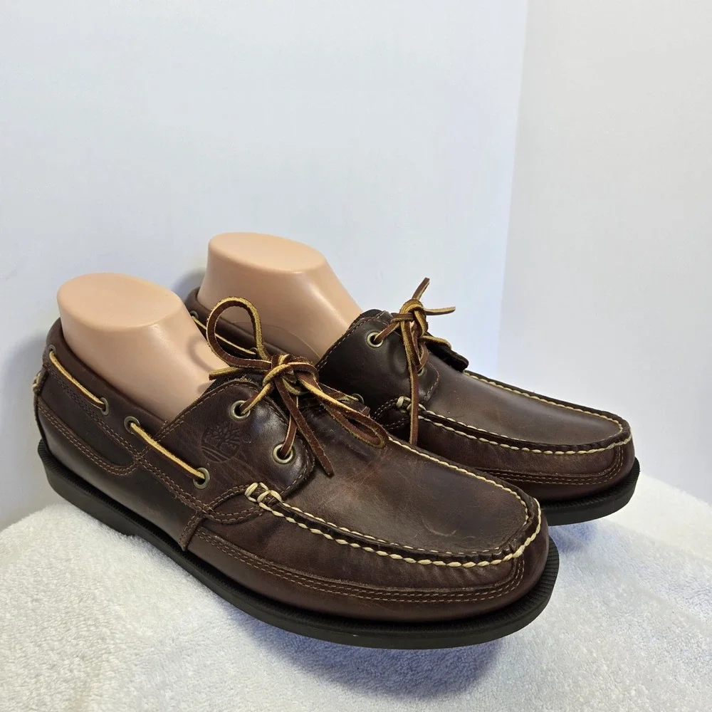 Timberland Men's Brown Leather Classic 2 Eye Boat Shoes Sz 11 Loafers 70521